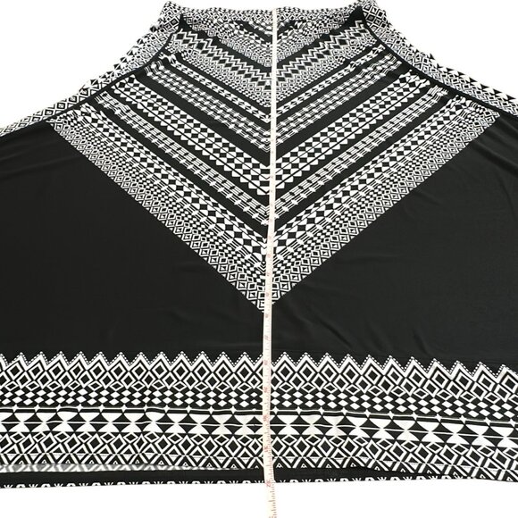 Chico's Skirt Size 1 M Black White Geometric Pattern Long Maxi Pull On Women - Picture 10 of 13